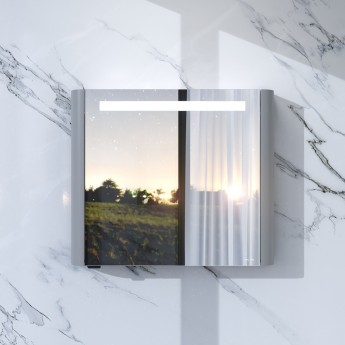 Зеркальный шкаф с подсветкой 80 см, левый, серый шелк AM.PM SENSATION M30MCL0801FG