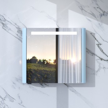 Зеркальный шкаф с подсветкой 80 см, левый, светло-голубой AM.PM SENSATION M30MCL0801BG